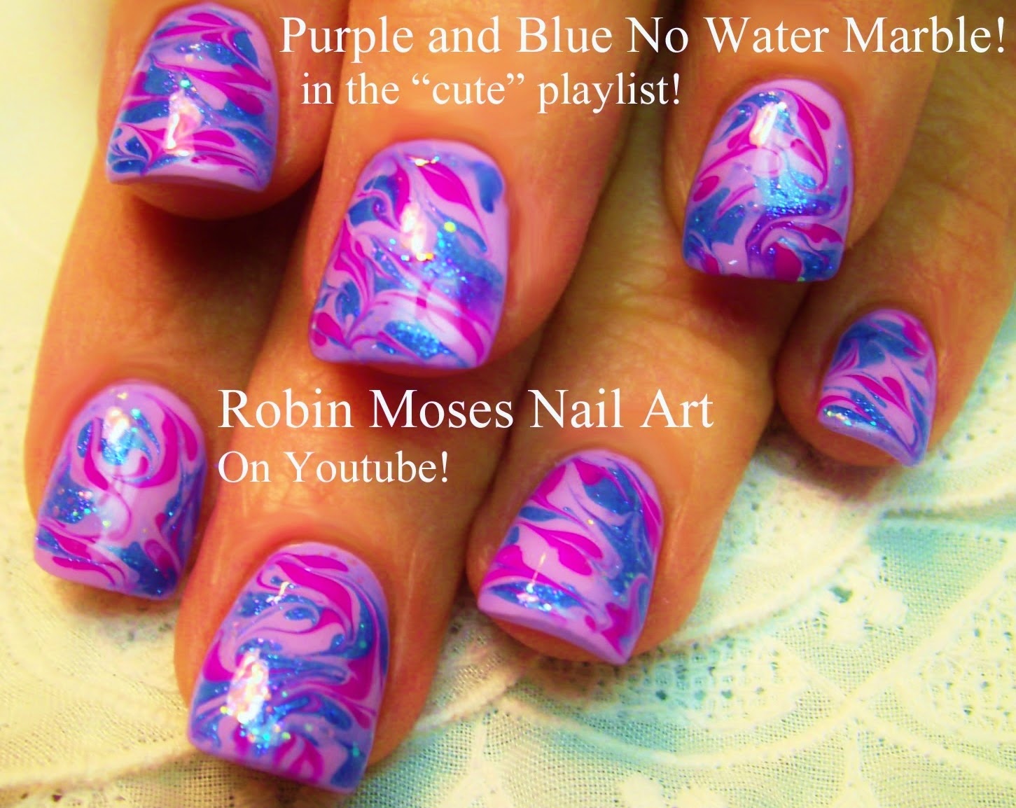 Blue and Purple Marble Nail Art - wide 2