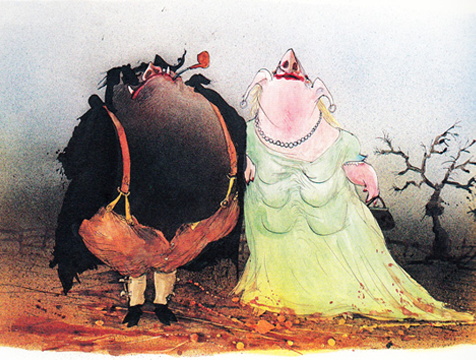 Napoleón y su señora ilustrados por Ralph Steadman para Rebelión en la granja - Cine de Escritor