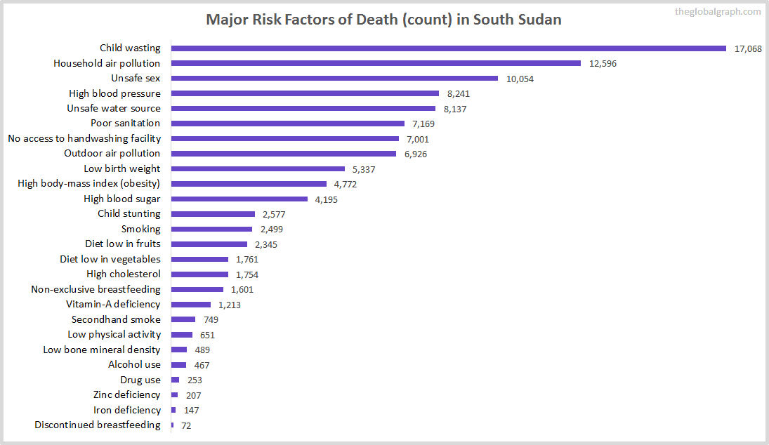 Major Cause of Deaths in South Sudan (and it's count)