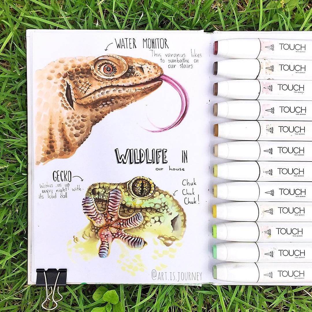 11-Wildlife-Gecko-and-Lizard-art-is-journey-Eclectic-Mixture-of-Fantasy-Drawings-www-designstack-co