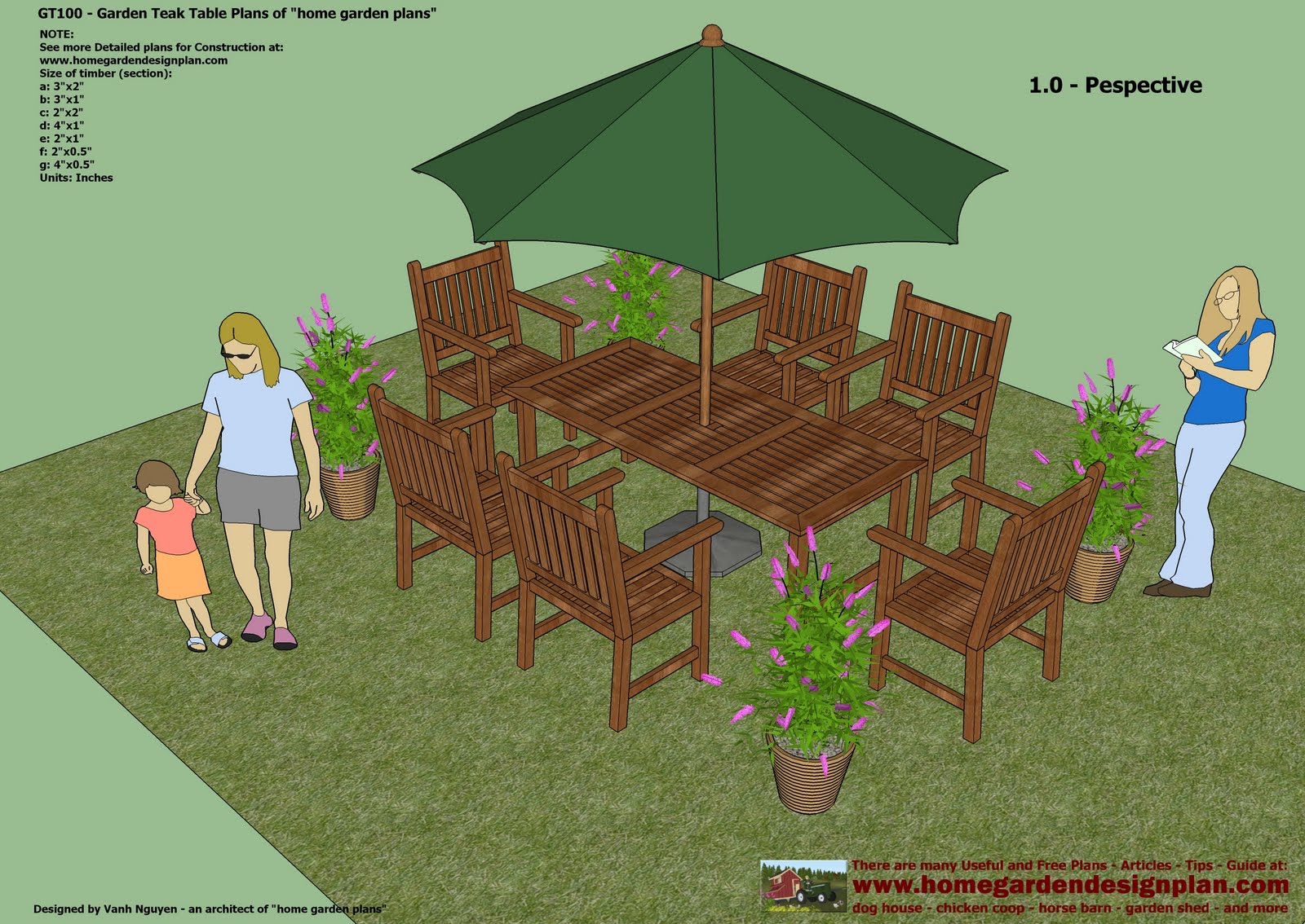  - Garden Teak Table Woodworking Plans - Outdoor Furniture Plans Free