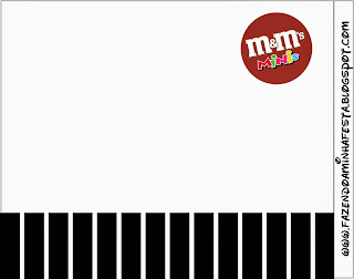 Etiqueta M&M para Imprimir Gratis de Rayas en Blanco y Negro. 
