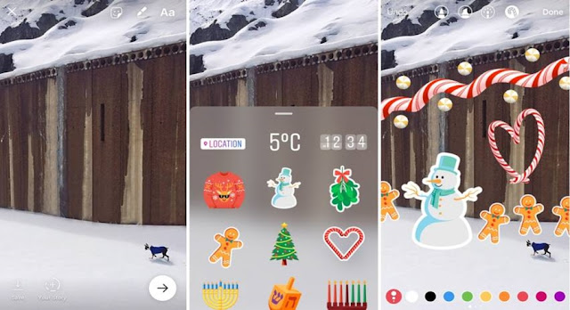 ¡Instagram le sigue copiando a Snapchat! Ya puedes agregar temática navideña en tu historia