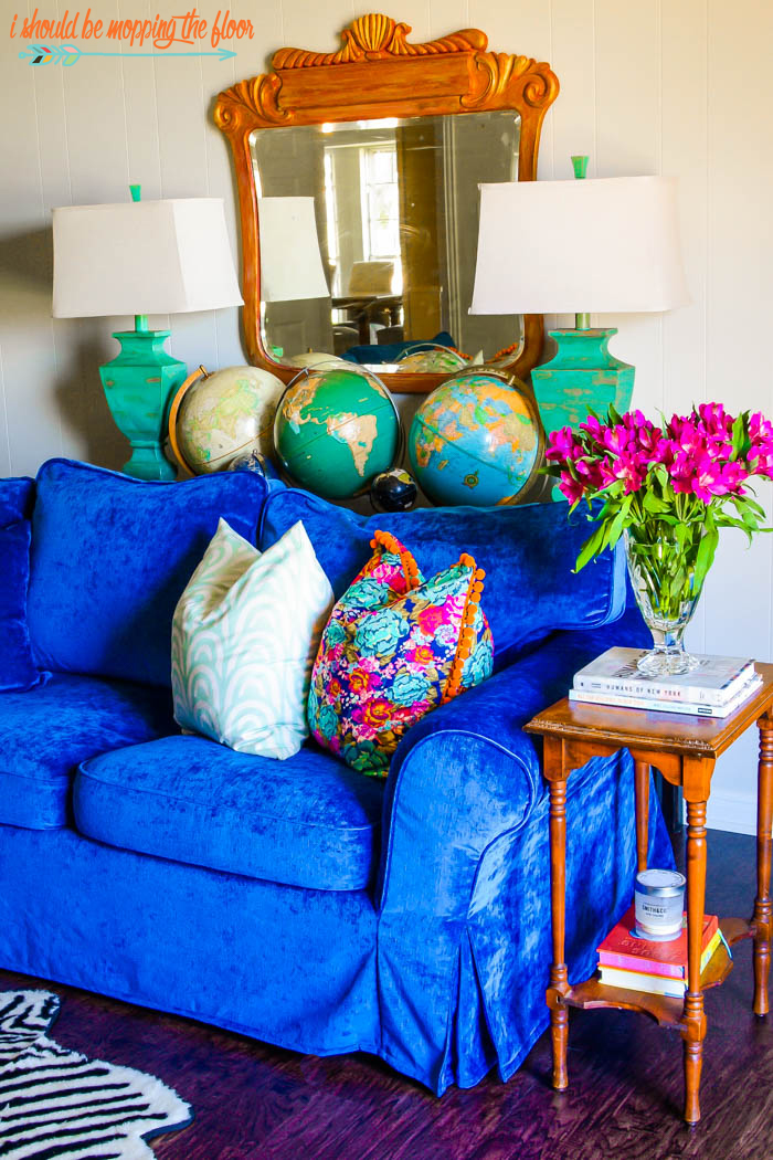 i should be mopping the floor Blue Velvet IKEA Sectional Slipcover