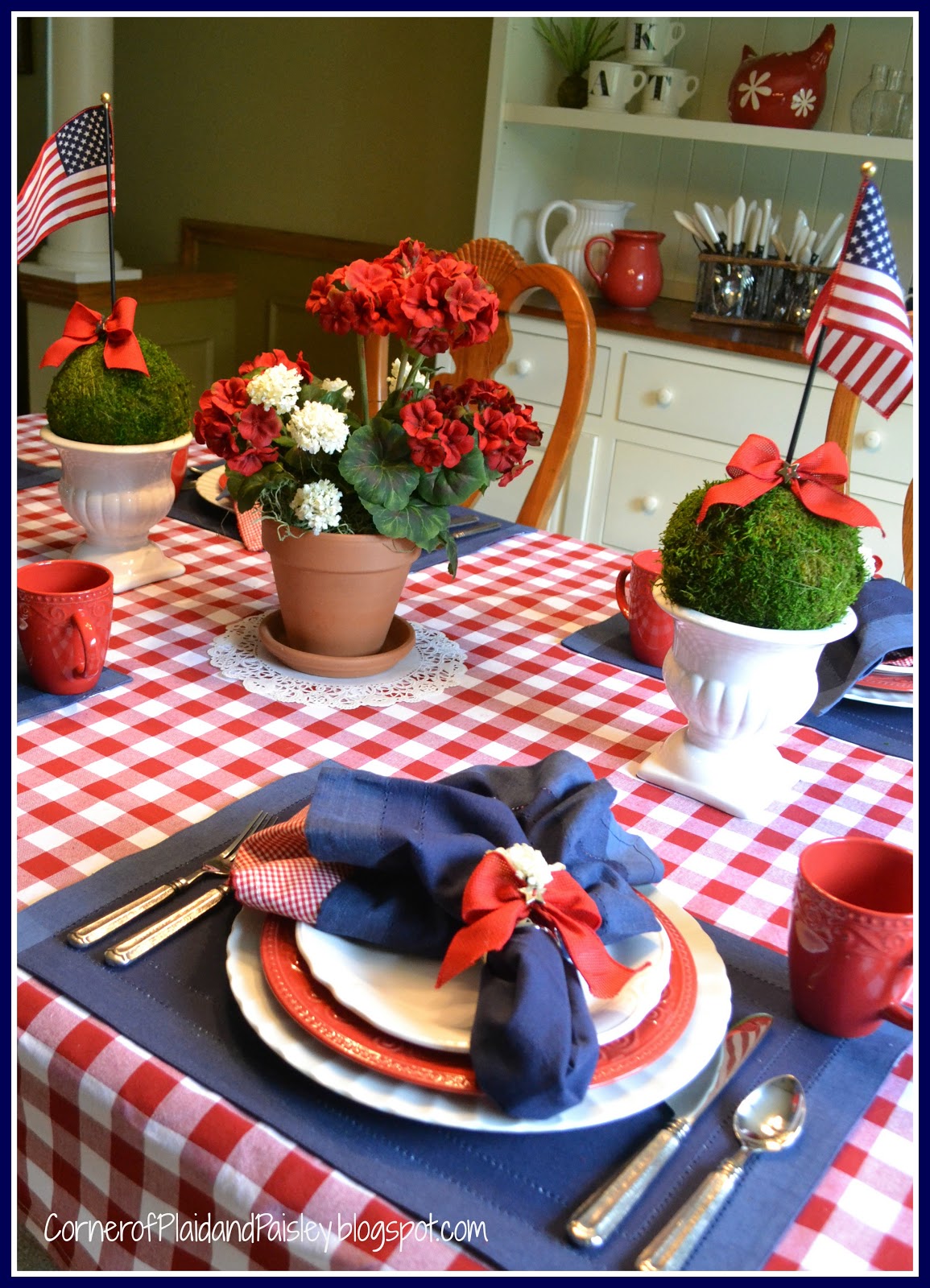 Memorial Day Table Setting 2013 Corner of Plaid and Paisley