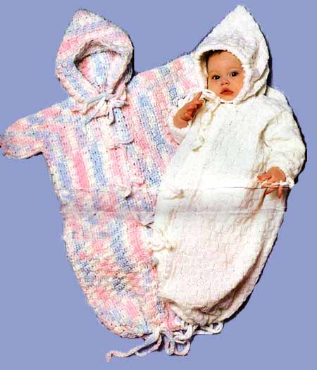 Baby Bunting Bag, Free Vintage Pattern, Knitting and Crochet