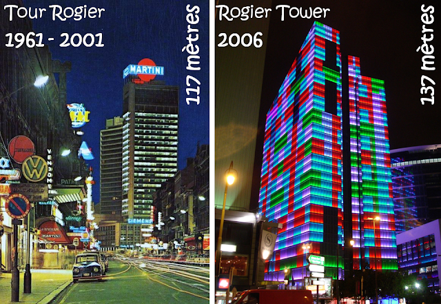 Place Rogier - Centre international Rogier-Tour Martini (1961-2001) - Rogier Tower (2006) -  Une tour prend la place d'une autre - Bruxelles-Bruxellons