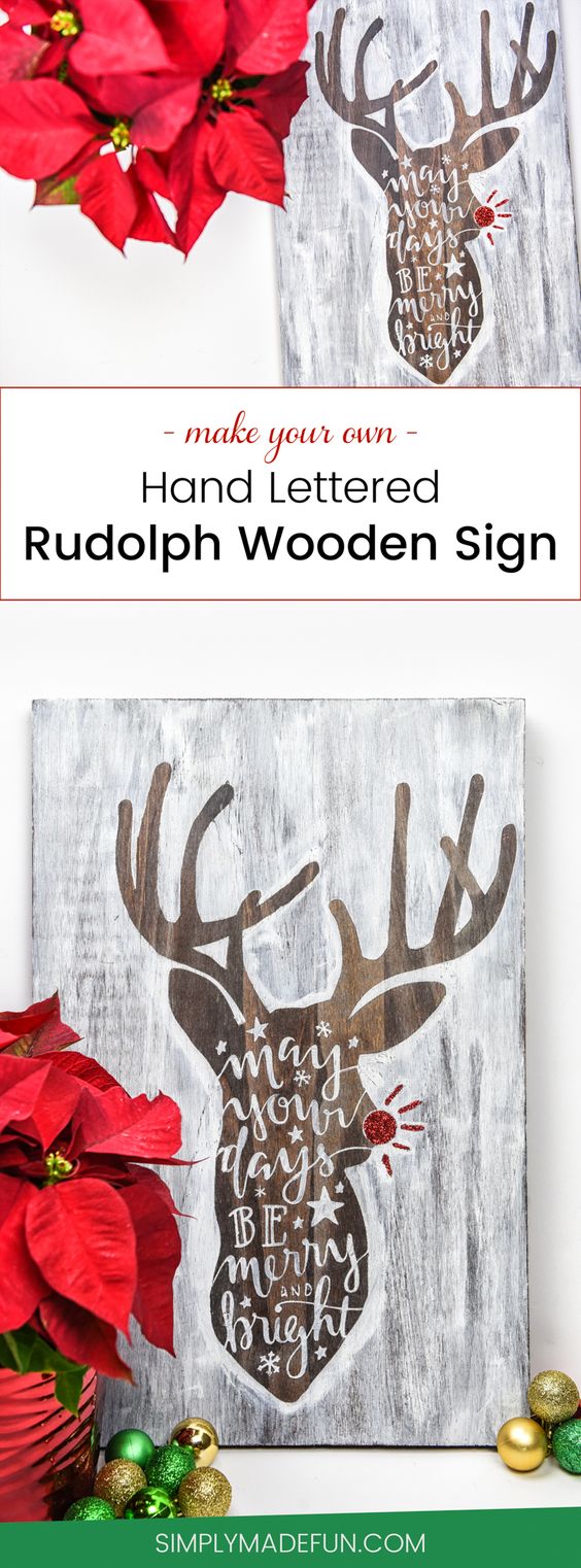 diy hand lettered rudolph craft