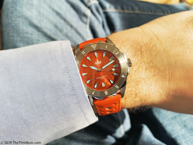 Phoibos Sea Nymph orange wrist shot man