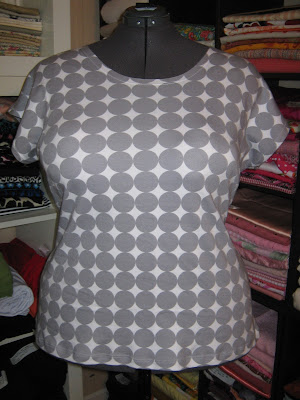 Grey Dot Knit Cap Sleeve T-shirt www.sewplus.blogspot.com