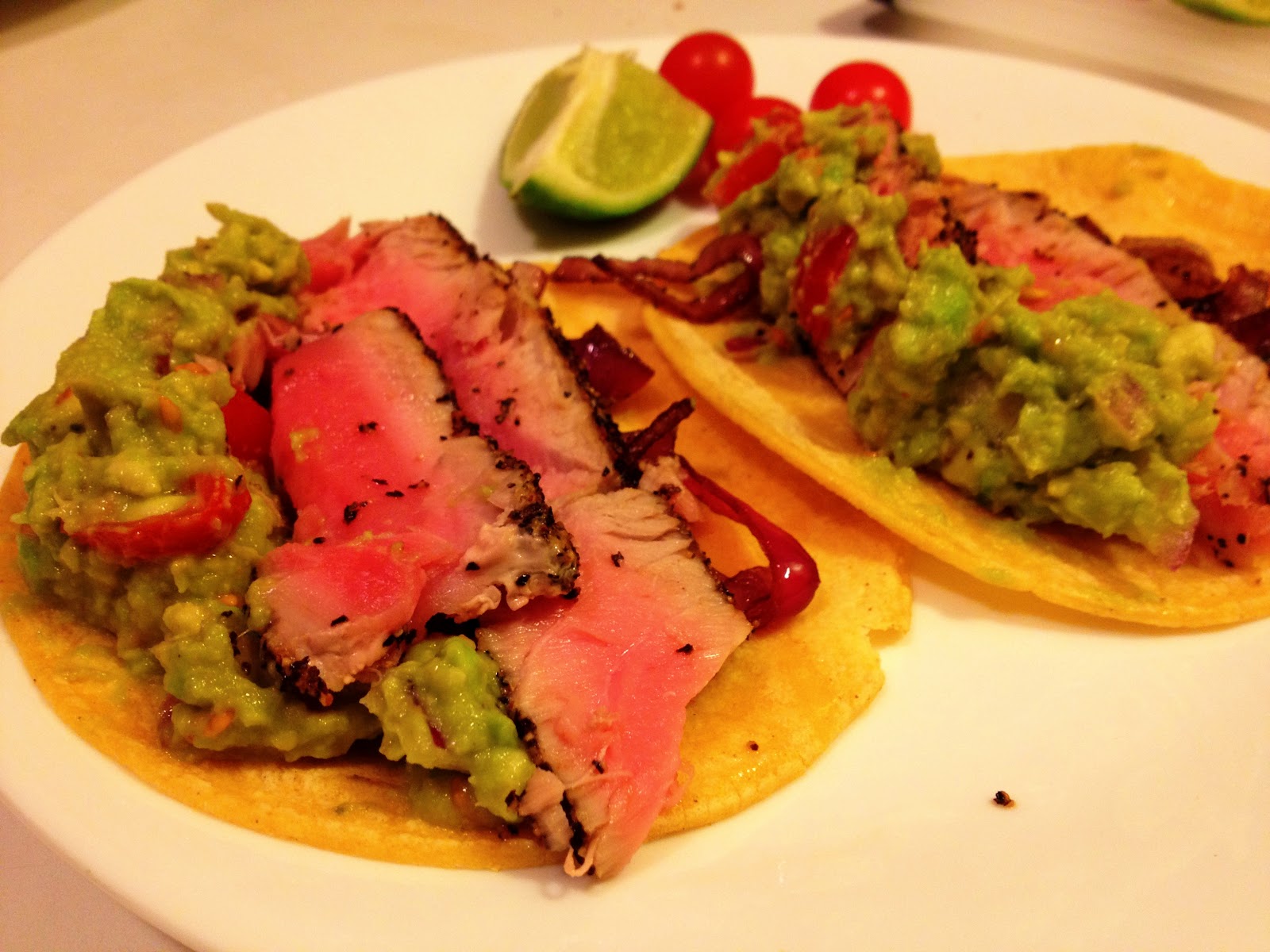 Whisked Away with Bebe Seared Tuna Tacos with Caramelized Onions and