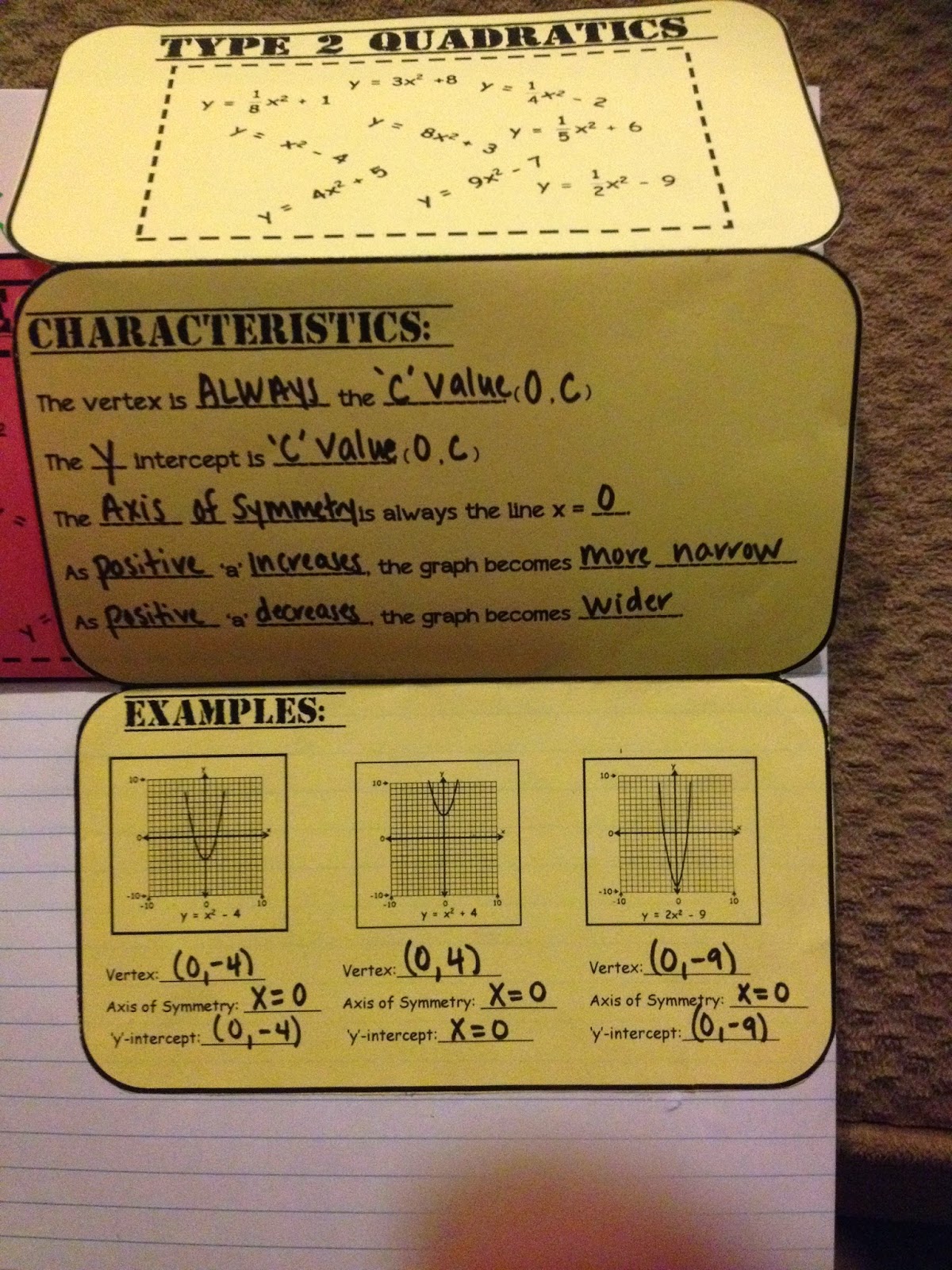 Unit 8 quadratic equations homework 1 intro to quadratics answer key image