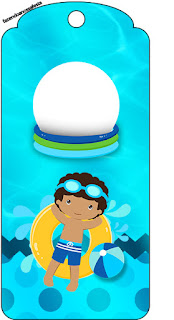 Fiesta en la Piscina, Niño Moreno: Imprimibles Gratis para Fiestas. Para marcapáginas de Fiesta en la Piscina, Niño Moreno.