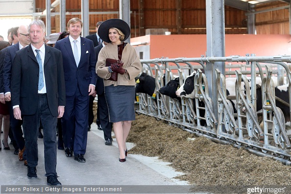 Queen Maxima and King Willem-Alexander of the Netherlands and State president of Schleswig-Holstein, Torsten Albig (L) visit the Thuenen institute during their state visit on March 19, 2015 in Westerau, Germany