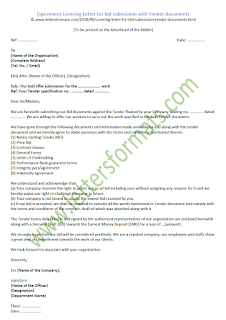 Covering Letter for Bid submission with Tender documents (Sample) Covering Letter for Bid submission with Tender documents (Sample)