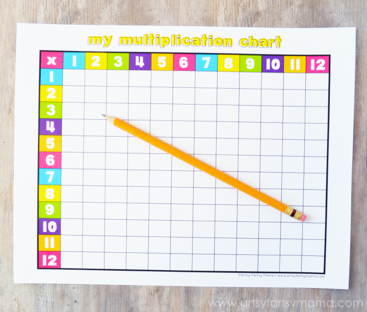 Free Printable Multiplication Chart at artsyfartsymama.com
