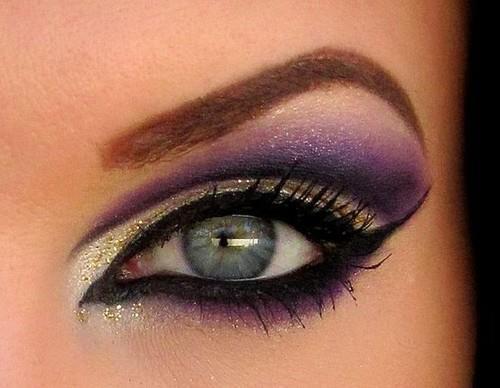 Purple and White Smokey Eye Makeup