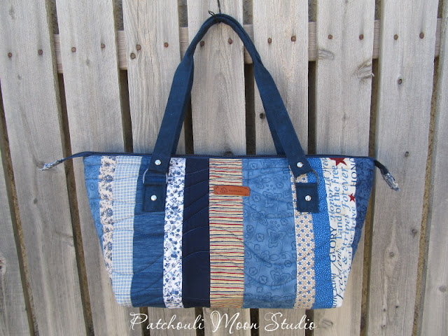 Patchouli Moon Studio~ Large Retreat Bag in Blue Patchwork