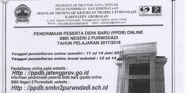 PPDB SMK Negeri 2 Purwodadi Tahun 2017/2018