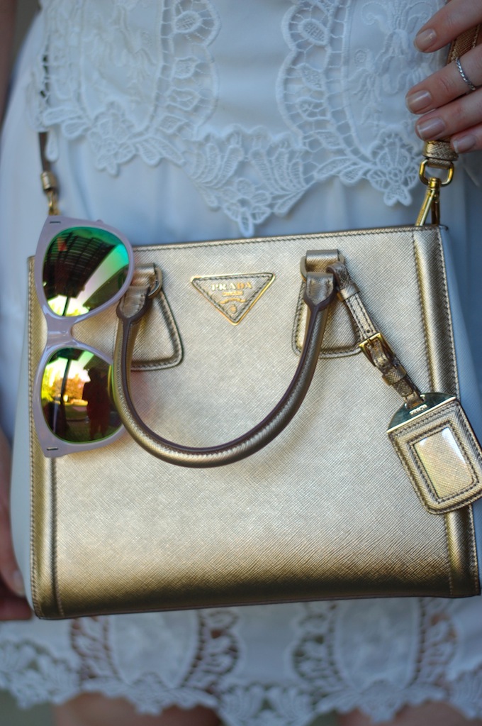 Gold bi-colour Saffiano Prada handbag