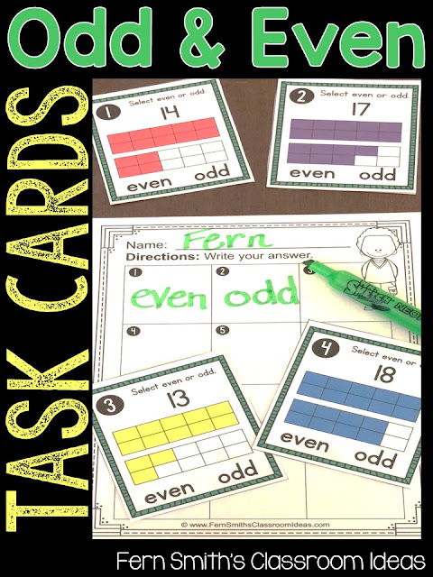 Ways to Teach & Spiral Odd and Even Numbers with Lessons and Resources from #FernSmithsClassroomIdeas.