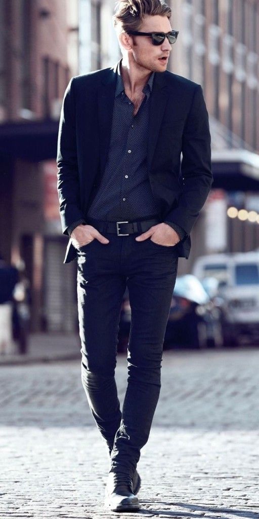 blazer e calça jeans masculino