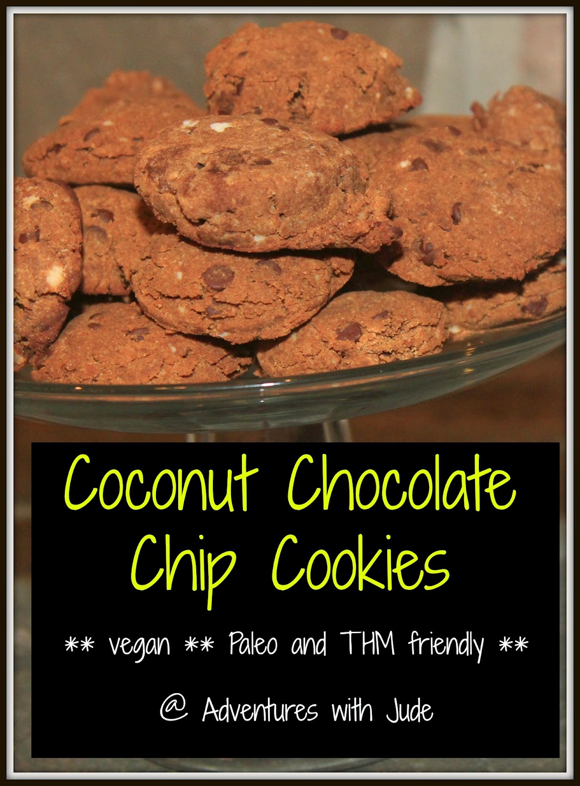 Coconut Chocolate Chip Cookies  vegan and Paleo, THM Friendly