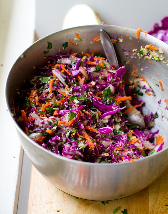 Rainbow Slaw with Sweet Tahini Dressing vegan recipe meal prep