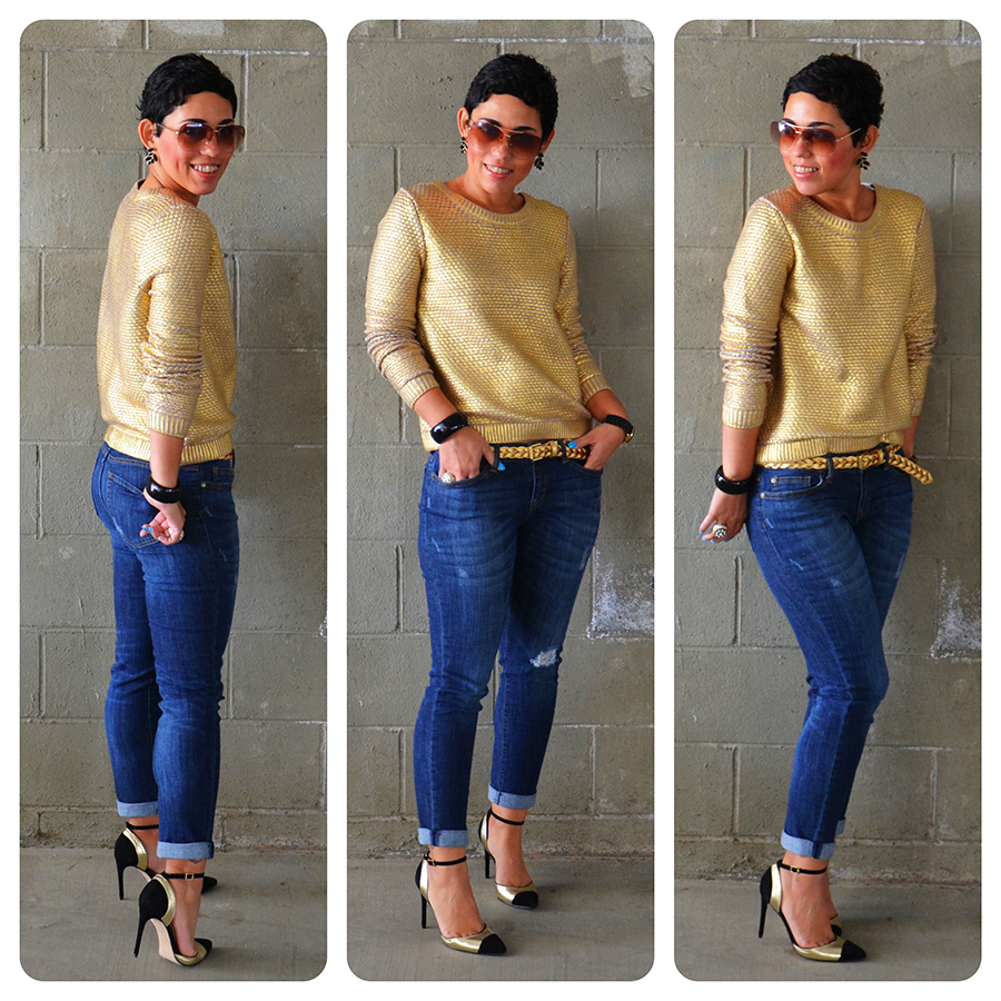 OOTD: Gold Sweater + Cap Toe Heels |Fashion, Lifestyle, and DIY