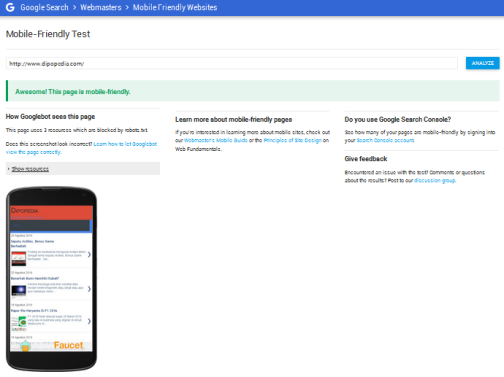 Gambar Pengujian Mobile Friendly