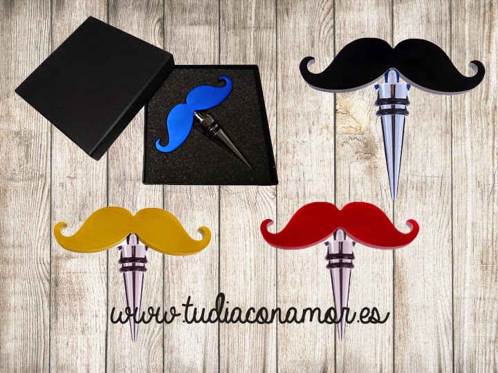 Detalles útiles y diferentes para Primera Comunión Tapón para botella con forma de mostacho en varios colores