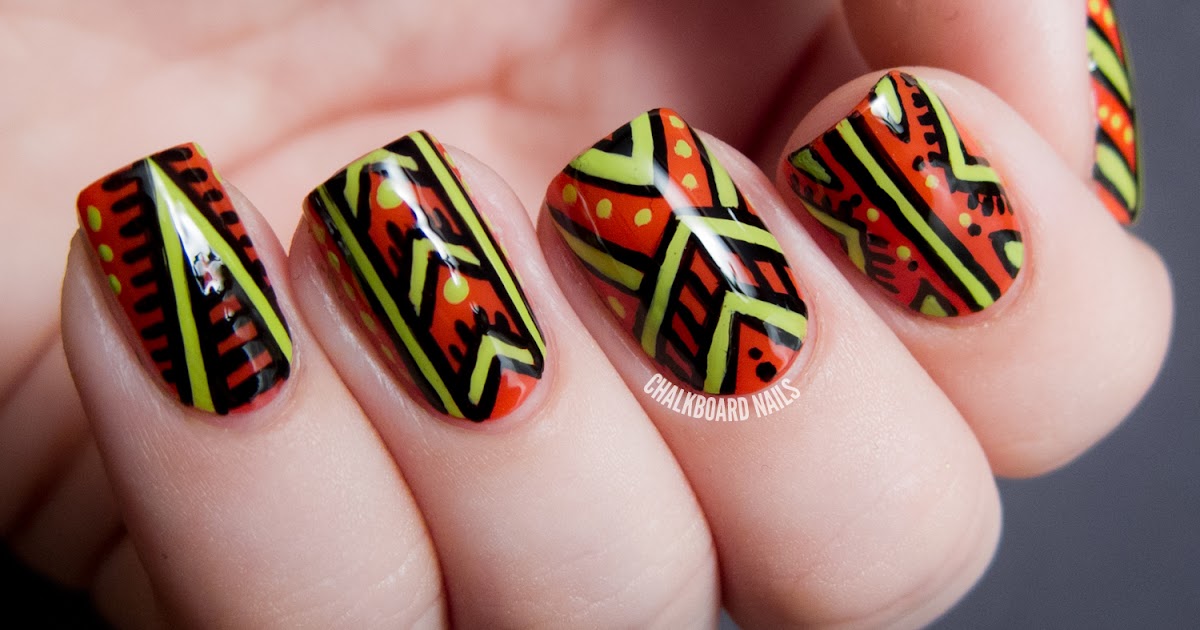 African Patterned - Nicole by OPI Tink Nail Art | Chalkboard Nails ...
