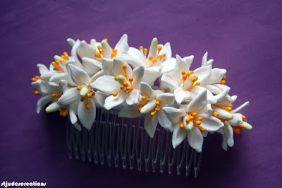 orange blossoms wedding hair bride