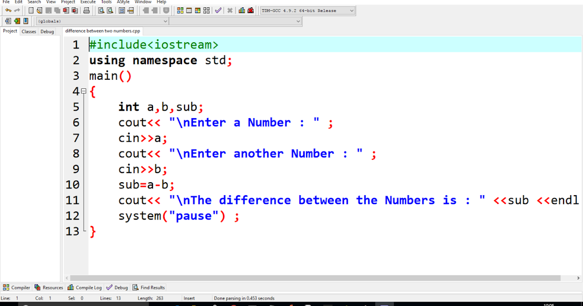 Calculate the difference(subtraction) between two numbers in C++ ...