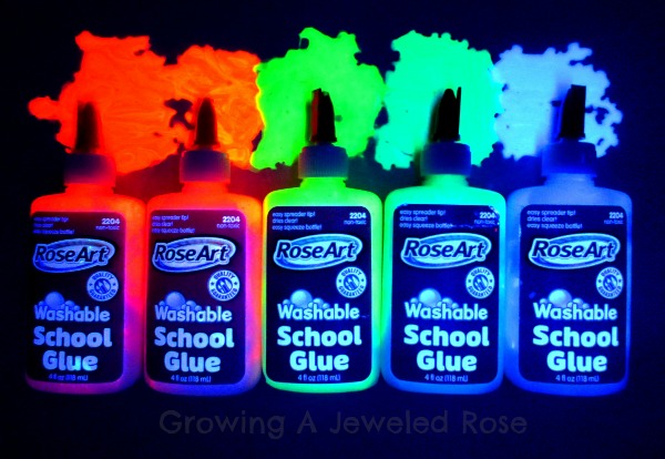Glowing rainbow glue recipe