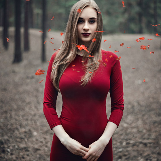 Red Girl in Forest Wallpaper Engine