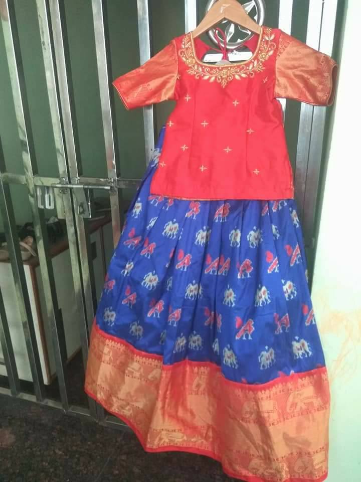 Ikkat Lehengas with Simple Blouses - Indian Dresses