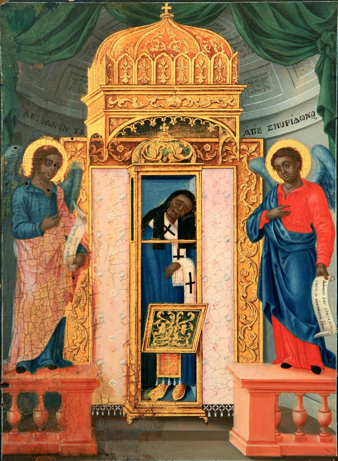 Μεταβυζαντινές εικόνες με το λείψανο του Αγίου Σπυρίδωνα http://leipsanothiki.blogspot.be/