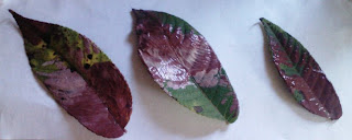 blended paint drying on leaves
