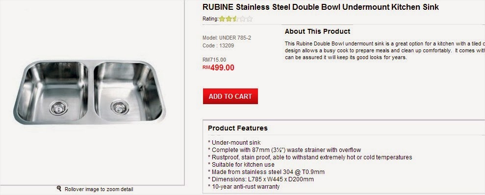 Harga Sinki Dapur Stainless Steel Malaysia