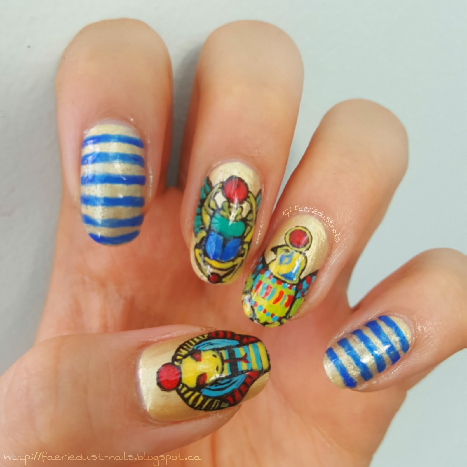FaerieDust Nails Ancient Egypt Nails for SNCJuly2016 (with CloseUp
