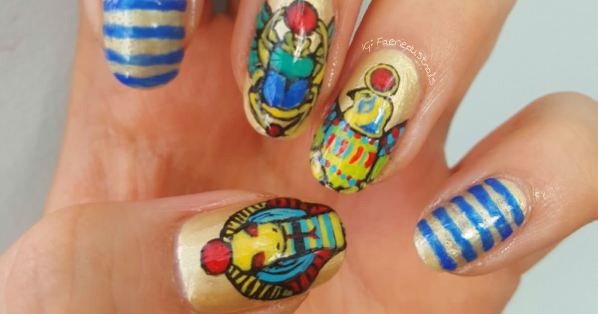 FaerieDust Nails Ancient Egypt Nails for SNCJuly2016 (with CloseUp