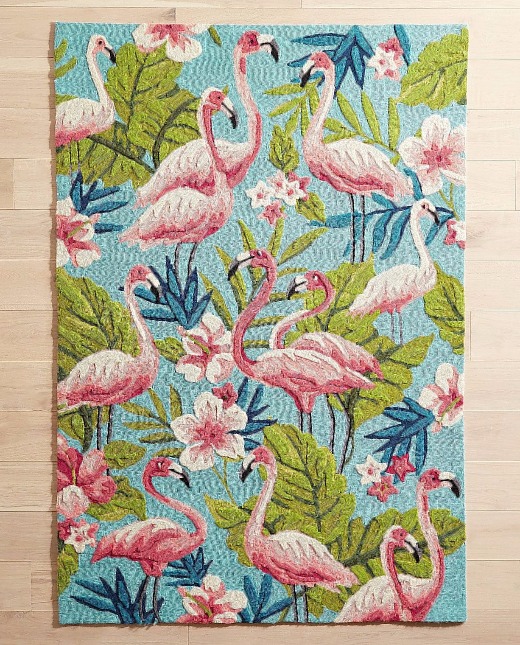 Modern Tropical Pink Flamingo Rug