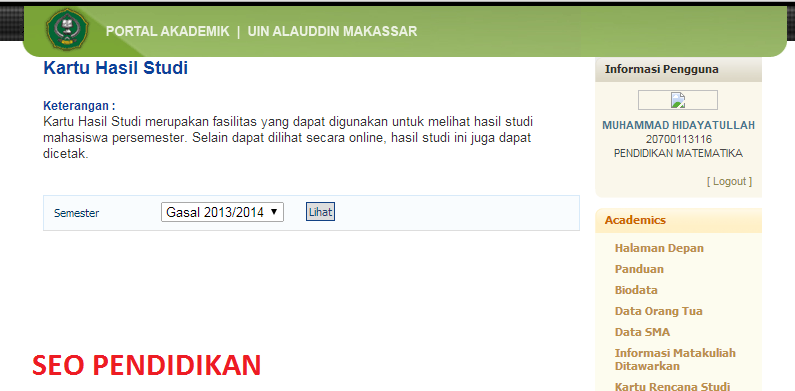 Cara Melihat Nilai di Portal Akademik UIN Alauddin SEO