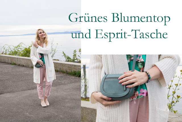 Grünes Blumentop und Esprit-Tasche