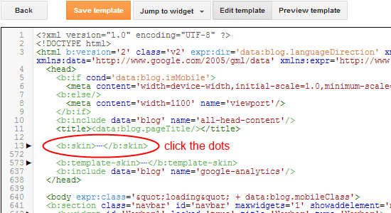 Menyembunyikan Tag b:skin Pada Template Blogger