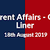 Current Affairs One-Liner: 18th August 2019
