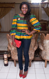 Beautiful Ankara Tops For Jeans For Ladies, ankara tops for jeans, stylish ankara tops, beautiful ankara designed tops for ladies on jeans, stylish ankara tops