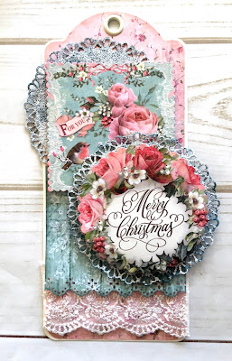 Tags, Stamperia Pink Christmas, The Funkie Junkie Boutique, Tutorials, Maggi Harding Christmas Gift Tag Tutorial Stamperia Christmas