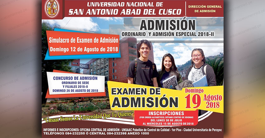 Resultados UNSAAC 2018-2 (19 Agosto) Lista de Ingresantes Modalidad Examen Admisión Ordinario - Universidad Nacional de San Antonio Abad del Cusco - www.unsaac.edu.pe Resultados UNSAAC 2018-2 (19 Agosto) Lista de Ingresantes Modalidad Examen Admisión Ordinario - Universidad Nacional de San Antonio Abad del Cusco - www.unsaac.edu.pe